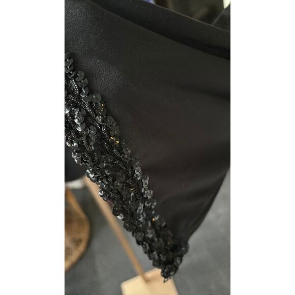 vintage 70s lady Winn black embellished bell sleeve blouse flaw - Picture 2 of 4